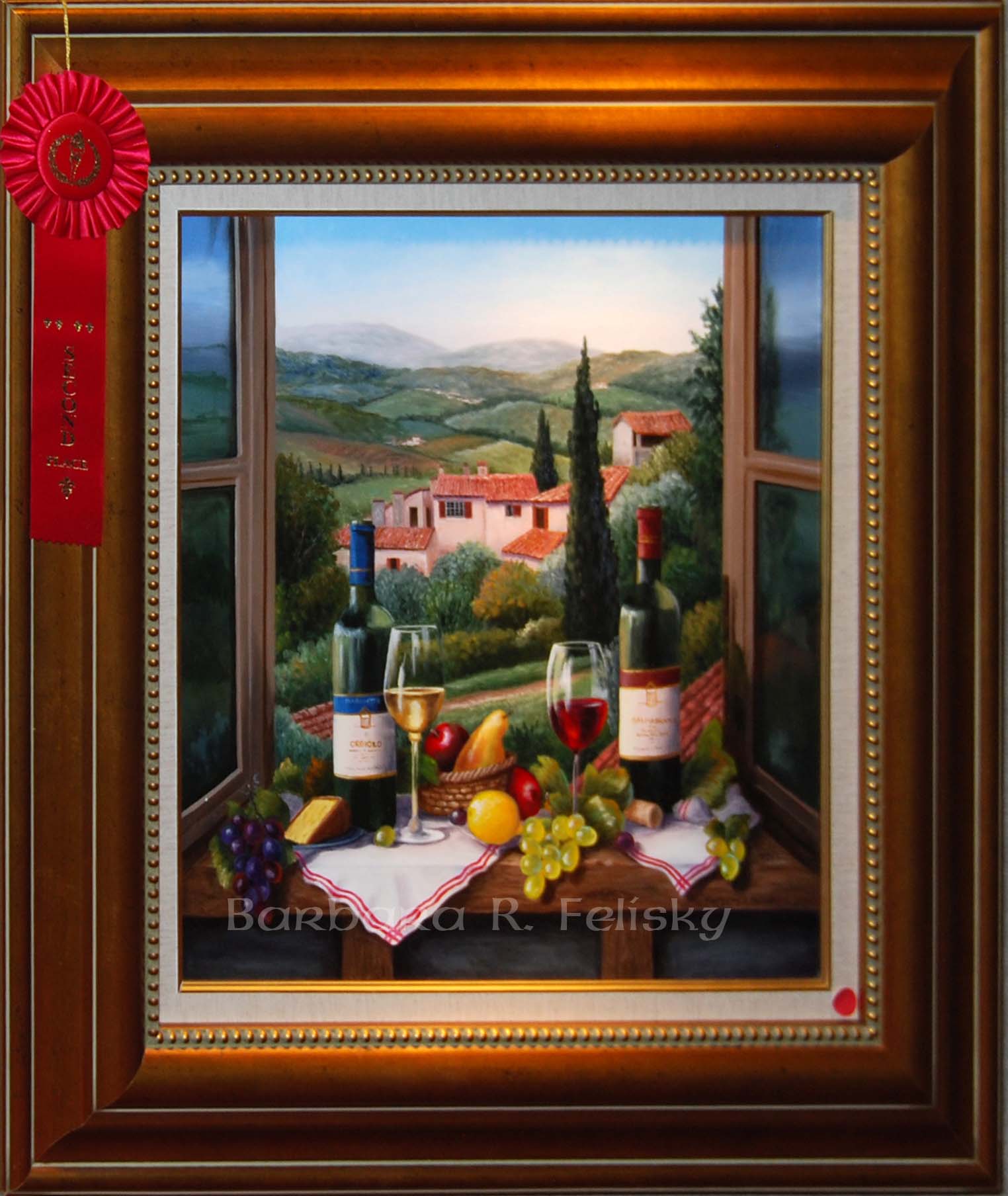 Wine on The Window by Barbara Felisky Gallery Wrapped Canvas Giclee Art (24 in x 24 in) - 24 x 24