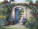 Blue Door In The Stone Wall